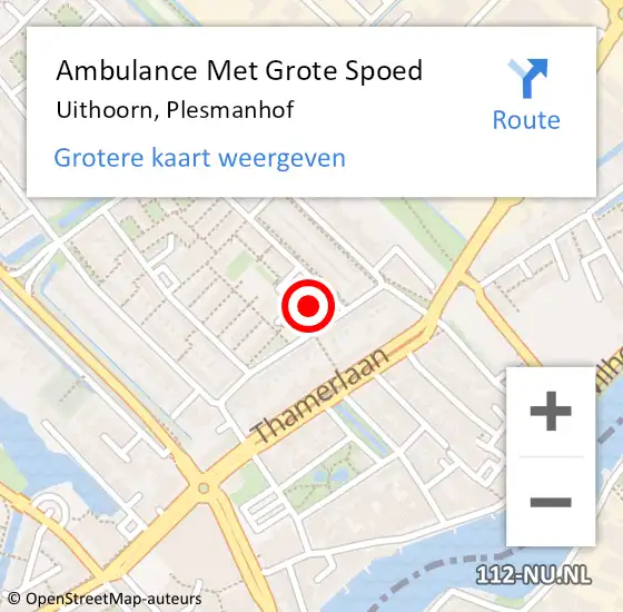 Locatie op kaart van de 112 melding: Ambulance Met Grote Spoed Naar Uithoorn, Plesmanhof op 4 augustus 2022 14:06