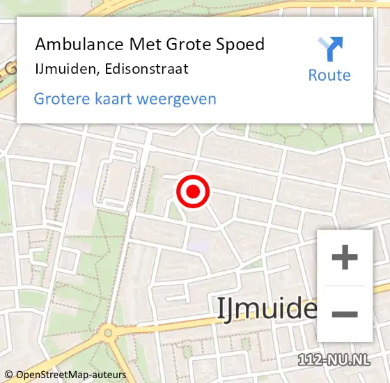 Locatie op kaart van de 112 melding: Ambulance Met Grote Spoed Naar IJmuiden, Edisonstraat op 4 augustus 2022 14:23