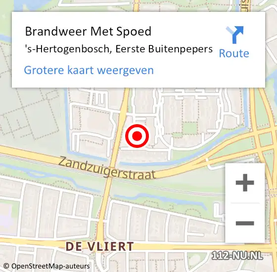 Locatie op kaart van de 112 melding: Brandweer Met Spoed Naar 's-Hertogenbosch, Eerste Buitenpepers op 4 augustus 2022 14:30