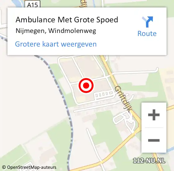 Locatie op kaart van de 112 melding: Ambulance Met Grote Spoed Naar Nijmegen, Windmolenweg op 4 augustus 2022 14:35