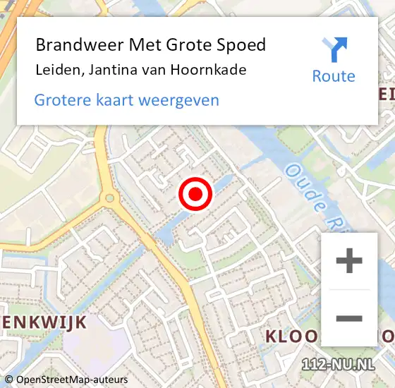 Locatie op kaart van de 112 melding: Brandweer Met Grote Spoed Naar Leiden, Jantina van Hoornkade op 4 augustus 2022 15:19