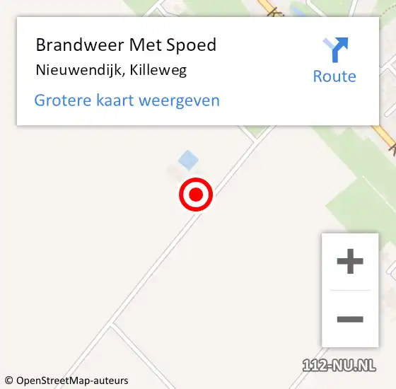 Locatie op kaart van de 112 melding: Brandweer Met Spoed Naar Nieuwendijk, Killeweg op 4 augustus 2022 15:19