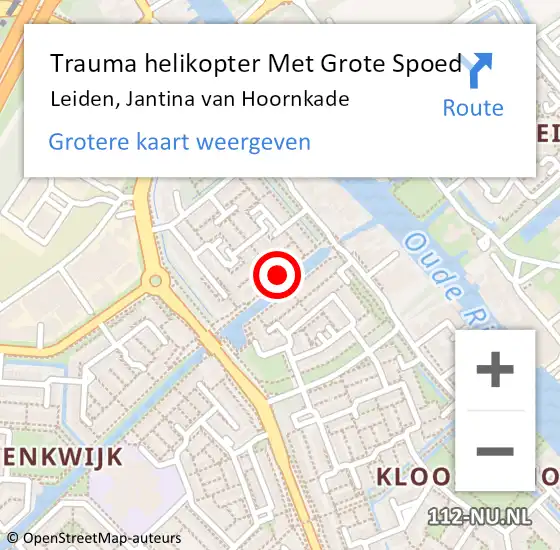 Locatie op kaart van de 112 melding: Trauma helikopter Met Grote Spoed Naar Leiden, Jantina van Hoornkade op 4 augustus 2022 15:20