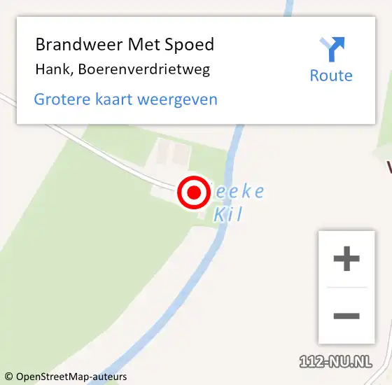 Locatie op kaart van de 112 melding: Brandweer Met Spoed Naar Hank, Boerenverdrietweg op 4 augustus 2022 15:23