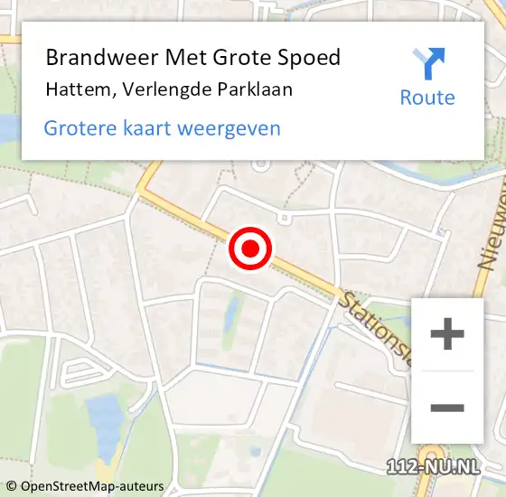 Locatie op kaart van de 112 melding: Brandweer Met Grote Spoed Naar Hattem, Verlengde Parklaan op 25 juli 2014 10:57