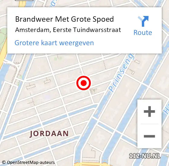 Locatie op kaart van de 112 melding: Brandweer Met Grote Spoed Naar Amsterdam, Eerste Tuindwarsstraat op 4 augustus 2022 15:35