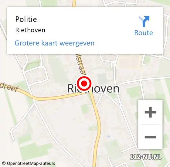 Locatie op kaart van de 112 melding: Politie Riethoven op 4 augustus 2022 15:38