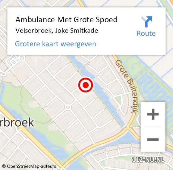 Locatie op kaart van de 112 melding: Ambulance Met Grote Spoed Naar Velserbroek, Joke Smitkade op 4 augustus 2022 16:02