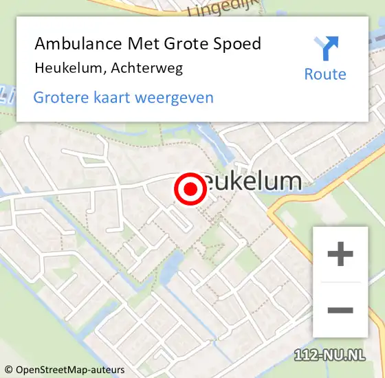 Locatie op kaart van de 112 melding: Ambulance Met Grote Spoed Naar Heukelum, Achterweg op 4 augustus 2022 16:05