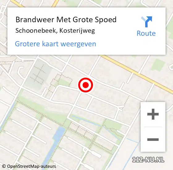 Locatie op kaart van de 112 melding: Brandweer Met Grote Spoed Naar Schoonebeek, Kosterijweg op 4 augustus 2022 16:24