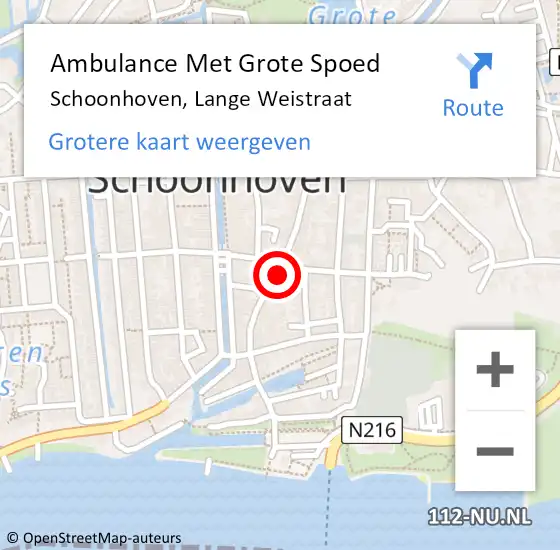 Locatie op kaart van de 112 melding: Ambulance Met Grote Spoed Naar Schoonhoven, Lange Weistraat op 4 augustus 2022 16:33