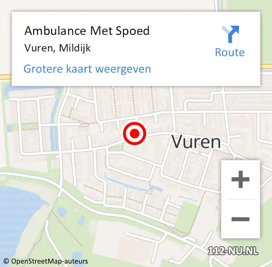 Locatie op kaart van de 112 melding: Ambulance Met Spoed Naar Vuren, Mildijk op 4 augustus 2022 16:36