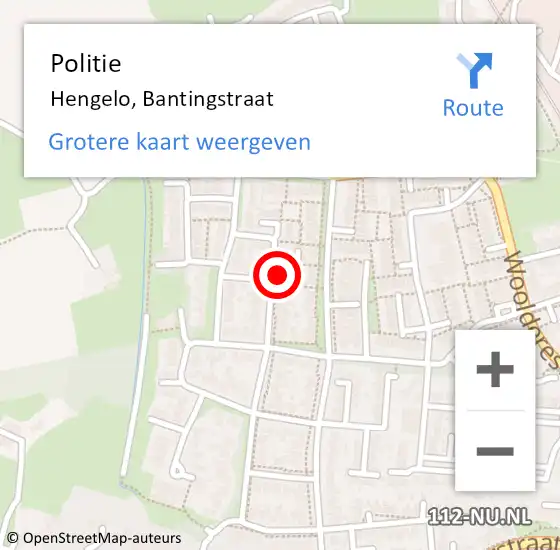 Locatie op kaart van de 112 melding: Politie Hengelo, Bantingstraat op 4 augustus 2022 16:46