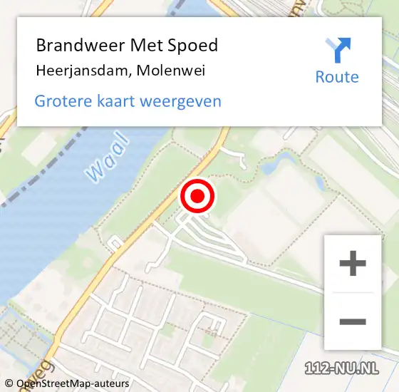 Locatie op kaart van de 112 melding: Brandweer Met Spoed Naar Heerjansdam, Molenwei op 4 augustus 2022 16:47