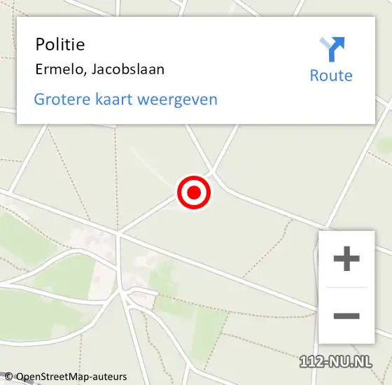 Locatie op kaart van de 112 melding: Politie Ermelo, Jacobslaan op 4 augustus 2022 16:59