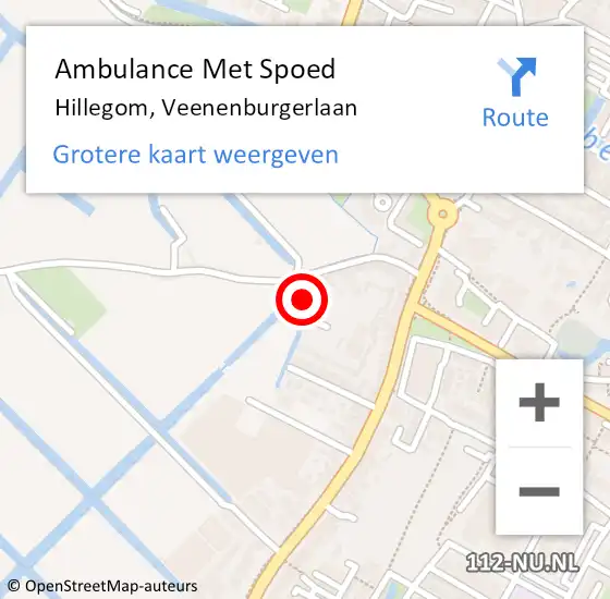 Locatie op kaart van de 112 melding: Ambulance Met Spoed Naar Hillegom, Veenenburgerlaan op 4 augustus 2022 17:01