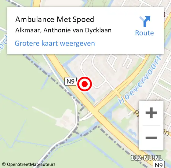 Locatie op kaart van de 112 melding: Ambulance Met Spoed Naar Alkmaar, Anthonie van Dycklaan op 4 augustus 2022 17:20