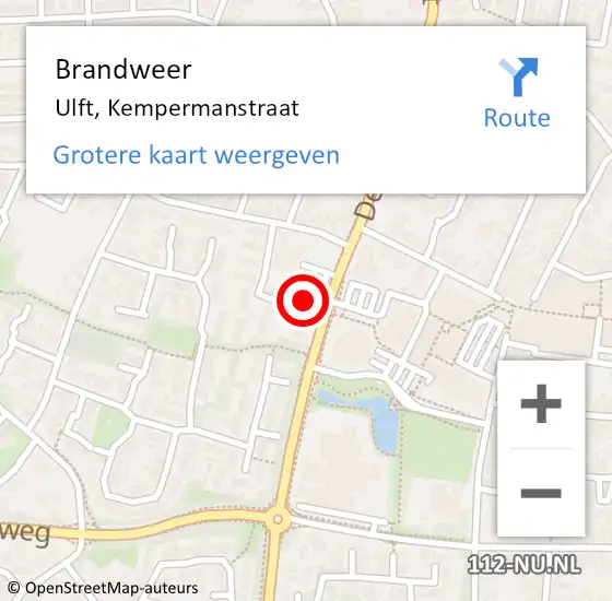 Locatie op kaart van de 112 melding: Brandweer Ulft, Kempermanstraat op 4 augustus 2022 17:32