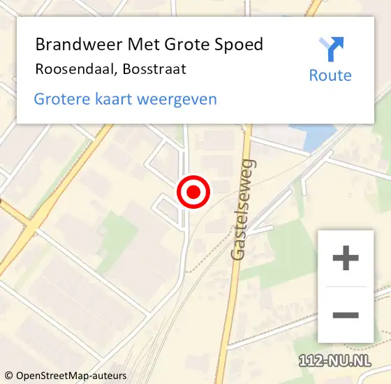 Locatie op kaart van de 112 melding: Brandweer Met Grote Spoed Naar Roosendaal, Bosstraat op 4 augustus 2022 17:53