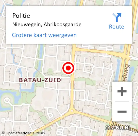 Locatie op kaart van de 112 melding: Politie Nieuwegein, Abrikoosgaarde op 4 augustus 2022 18:00