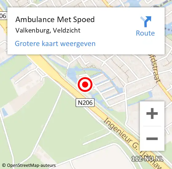 Locatie op kaart van de 112 melding: Ambulance Met Spoed Naar Valkenburg, Veldzicht op 4 augustus 2022 18:00