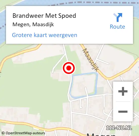 Locatie op kaart van de 112 melding: Brandweer Met Spoed Naar Megen, Maasdijk op 4 augustus 2022 18:05