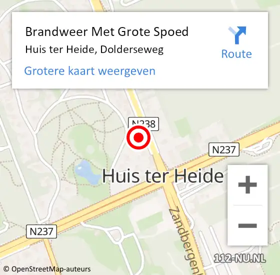 Locatie op kaart van de 112 melding: Brandweer Met Grote Spoed Naar Huis ter Heide, Dolderseweg op 4 augustus 2022 18:13