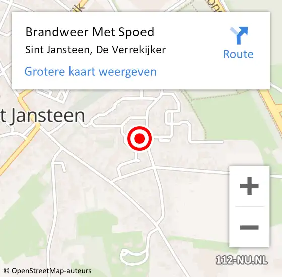 Locatie op kaart van de 112 melding: Brandweer Met Spoed Naar Sint Jansteen, De Verrekijker op 4 augustus 2022 18:21