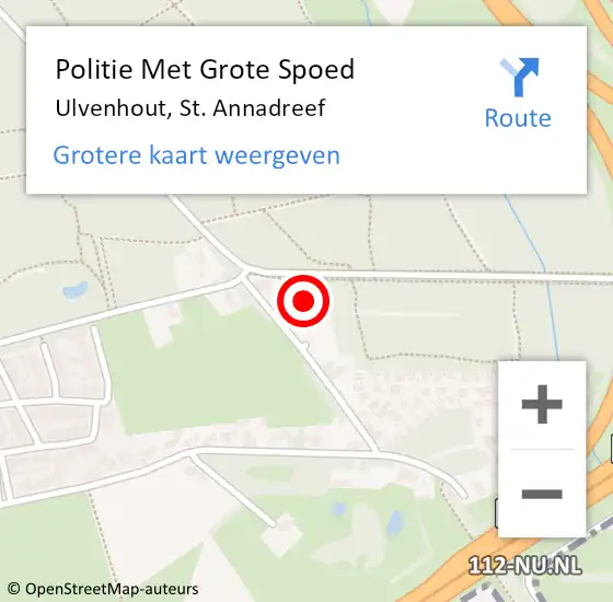 Locatie op kaart van de 112 melding: Politie Met Grote Spoed Naar Ulvenhout, St. Annadreef op 4 augustus 2022 18:30