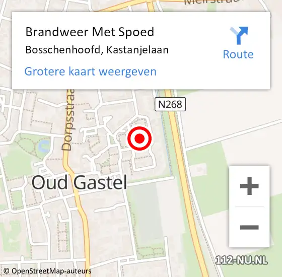 Locatie op kaart van de 112 melding: Brandweer Met Spoed Naar Bosschenhoofd, Kastanjelaan op 4 augustus 2022 18:32