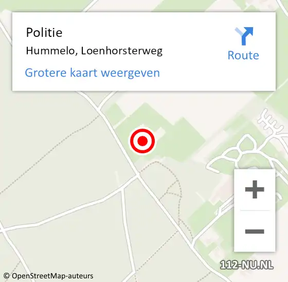 Locatie op kaart van de 112 melding: Politie Hummelo, Loenhorsterweg op 4 augustus 2022 18:47