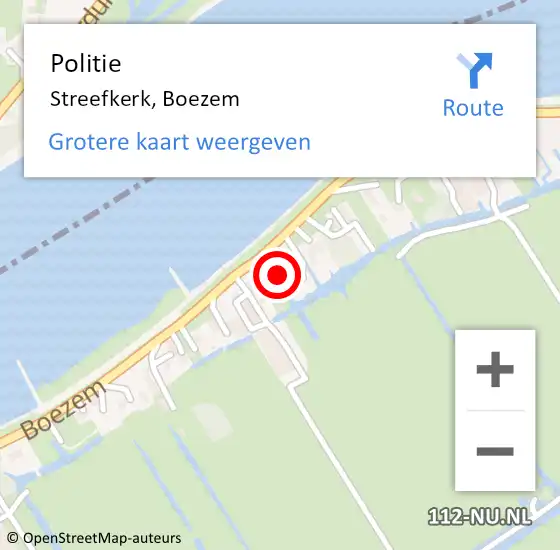 Locatie op kaart van de 112 melding: Politie Streefkerk, Boezem op 4 augustus 2022 19:15