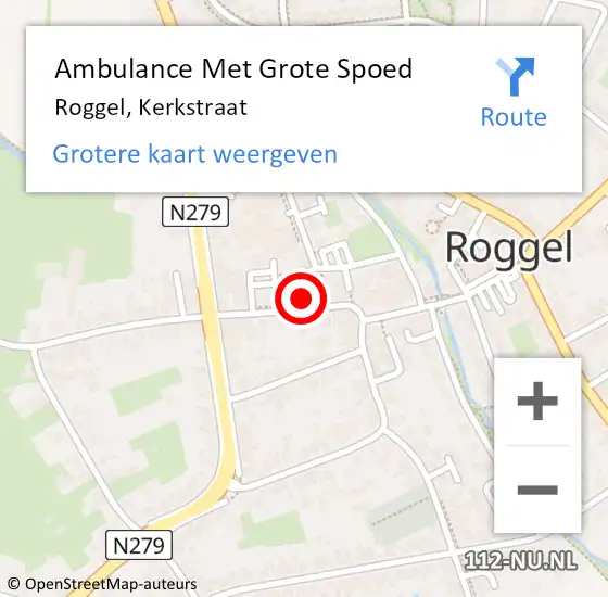 Locatie op kaart van de 112 melding: Ambulance Met Grote Spoed Naar Roggel, Kerkstraat op 4 augustus 2022 20:01