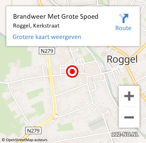 Locatie op kaart van de 112 melding: Brandweer Met Grote Spoed Naar Roggel, Kerkstraat op 4 augustus 2022 20:01