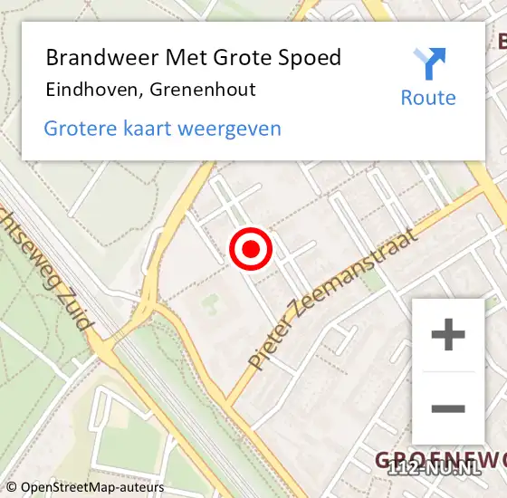 Locatie op kaart van de 112 melding: Brandweer Met Grote Spoed Naar Eindhoven, Grenenhout op 4 augustus 2022 20:18