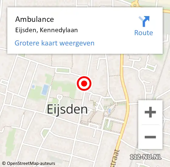 Locatie op kaart van de 112 melding: Ambulance Eijsden, Kennedylaan op 25 juli 2014 11:25