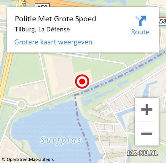 Locatie op kaart van de 112 melding: Politie Met Grote Spoed Naar Tilburg, La Défense op 4 augustus 2022 21:24