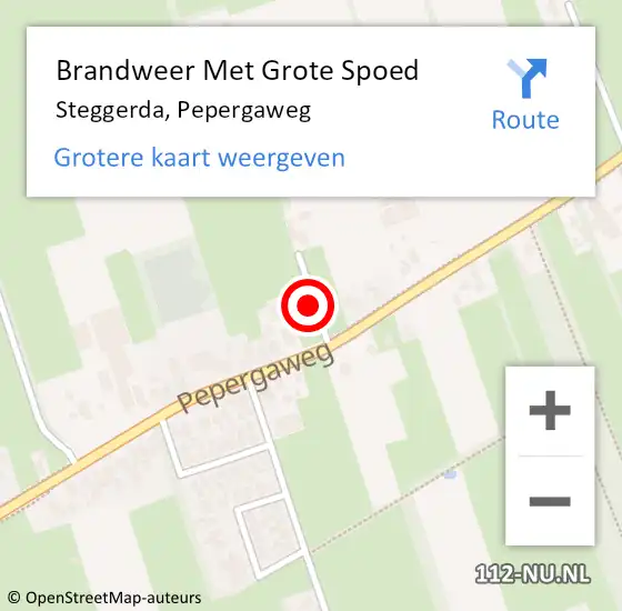 Locatie op kaart van de 112 melding: Brandweer Met Grote Spoed Naar Steggerda, Pepergaweg op 4 augustus 2022 21:35