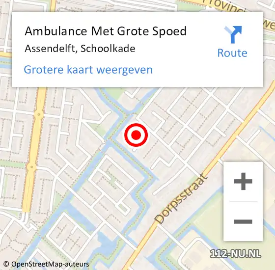 Locatie op kaart van de 112 melding: Ambulance Met Grote Spoed Naar Assendelft, Schoolkade op 4 augustus 2022 21:46