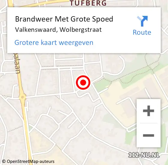 Locatie op kaart van de 112 melding: Brandweer Met Grote Spoed Naar Valkenswaard, Wolbergstraat op 4 augustus 2022 22:22