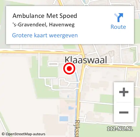 Locatie op kaart van de 112 melding: Ambulance Met Spoed Naar 's-Gravendeel, Havenweg op 4 augustus 2022 22:32