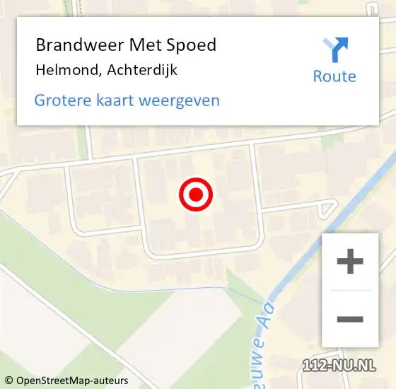 Locatie op kaart van de 112 melding: Brandweer Met Spoed Naar Helmond, Achterdijk op 4 augustus 2022 22:43