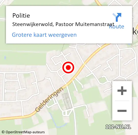 Locatie op kaart van de 112 melding: Politie Steenwijkerwold, Pastoor Muitemanstraat op 4 augustus 2022 22:44