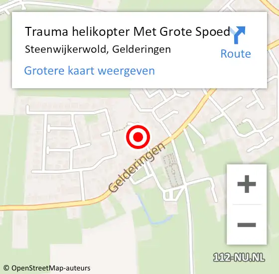 Locatie op kaart van de 112 melding: Trauma helikopter Met Grote Spoed Naar Steenwijkerwold, Gelderingen op 4 augustus 2022 22:46