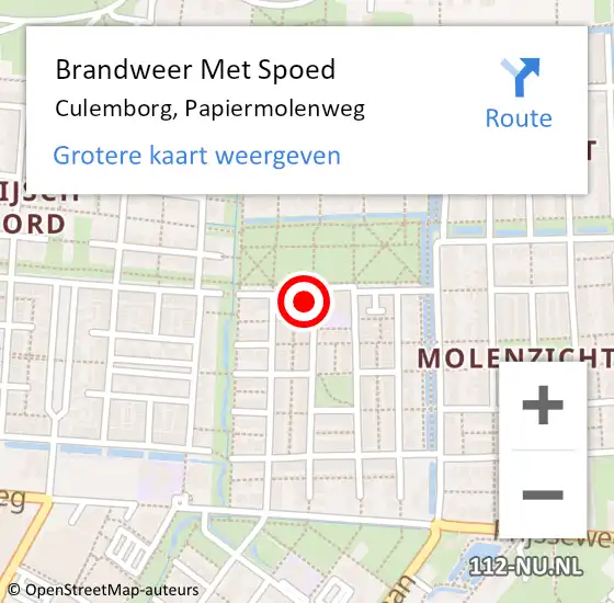 Locatie op kaart van de 112 melding: Brandweer Met Spoed Naar Culemborg, Papiermolenweg op 4 augustus 2022 23:18