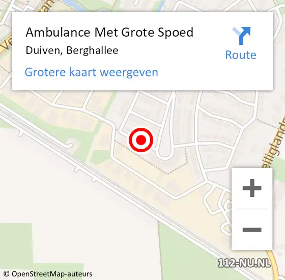 Locatie op kaart van de 112 melding: Ambulance Met Grote Spoed Naar Duiven, Berghallee op 5 augustus 2022 00:17
