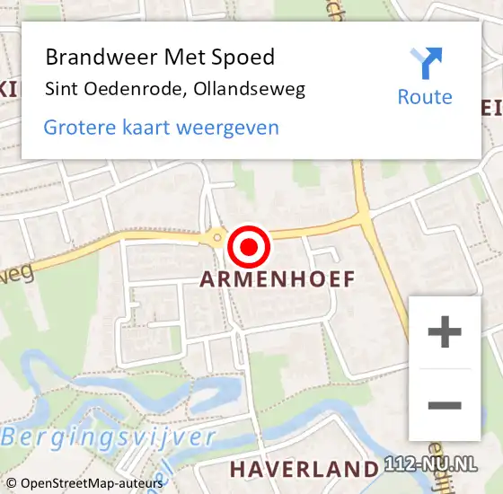 Locatie op kaart van de 112 melding: Brandweer Met Spoed Naar Sint Oedenrode, Ollandseweg op 5 augustus 2022 00:53