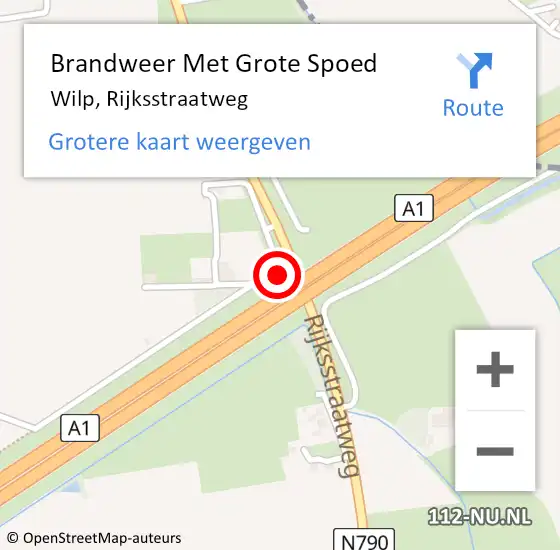 Locatie op kaart van de 112 melding: Brandweer Met Grote Spoed Naar Wilp, Rijksstraatweg op 5 augustus 2022 01:19