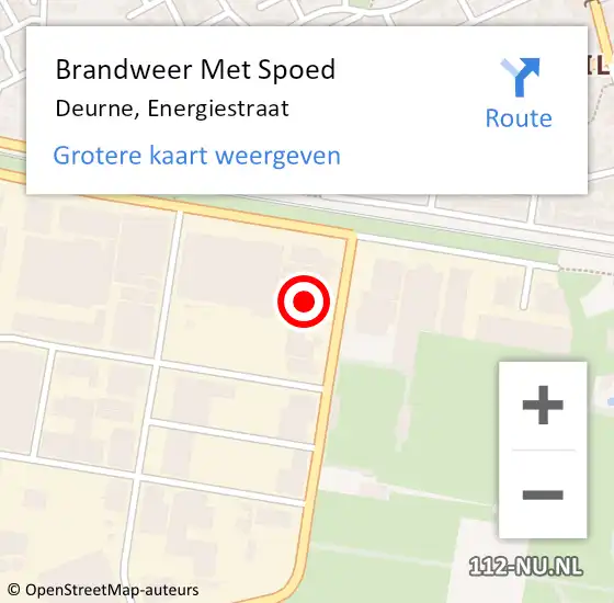 Locatie op kaart van de 112 melding: Brandweer Met Spoed Naar Deurne, Energiestraat op 5 augustus 2022 01:46