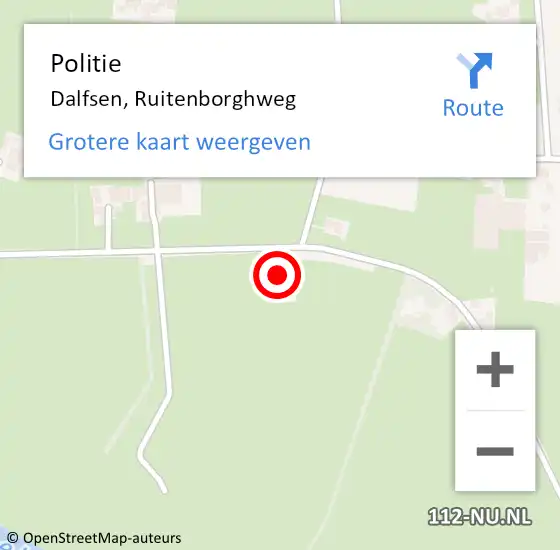 Locatie op kaart van de 112 melding: Politie Dalfsen, Ruitenborghweg op 5 augustus 2022 02:09